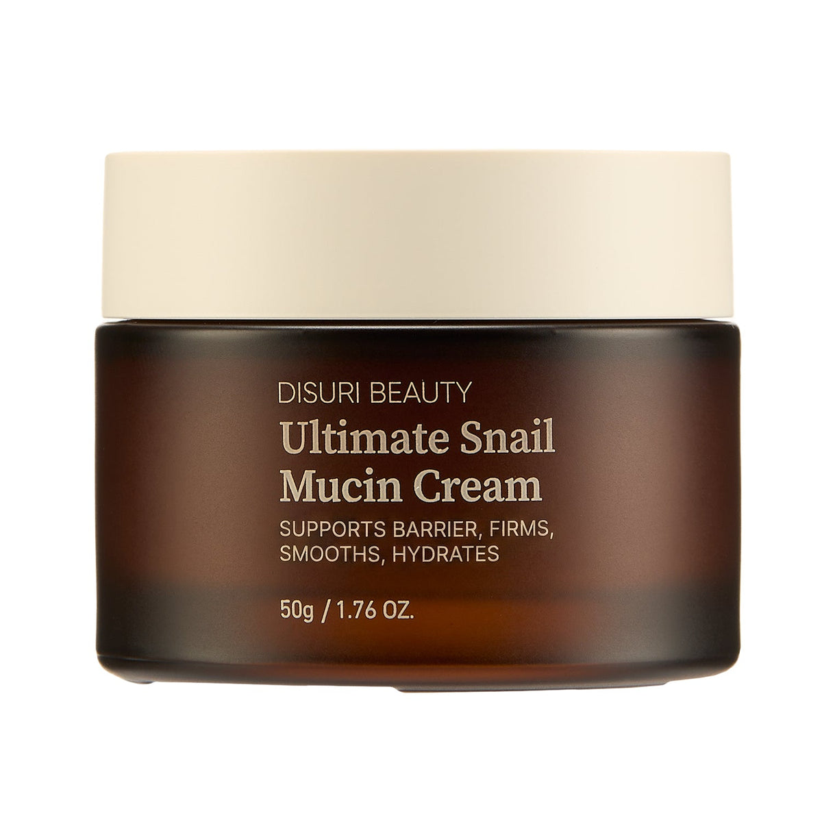 DISURI Ultimate Snail Mucin Cream flat lay — barrier support for travel-dehydrated skin