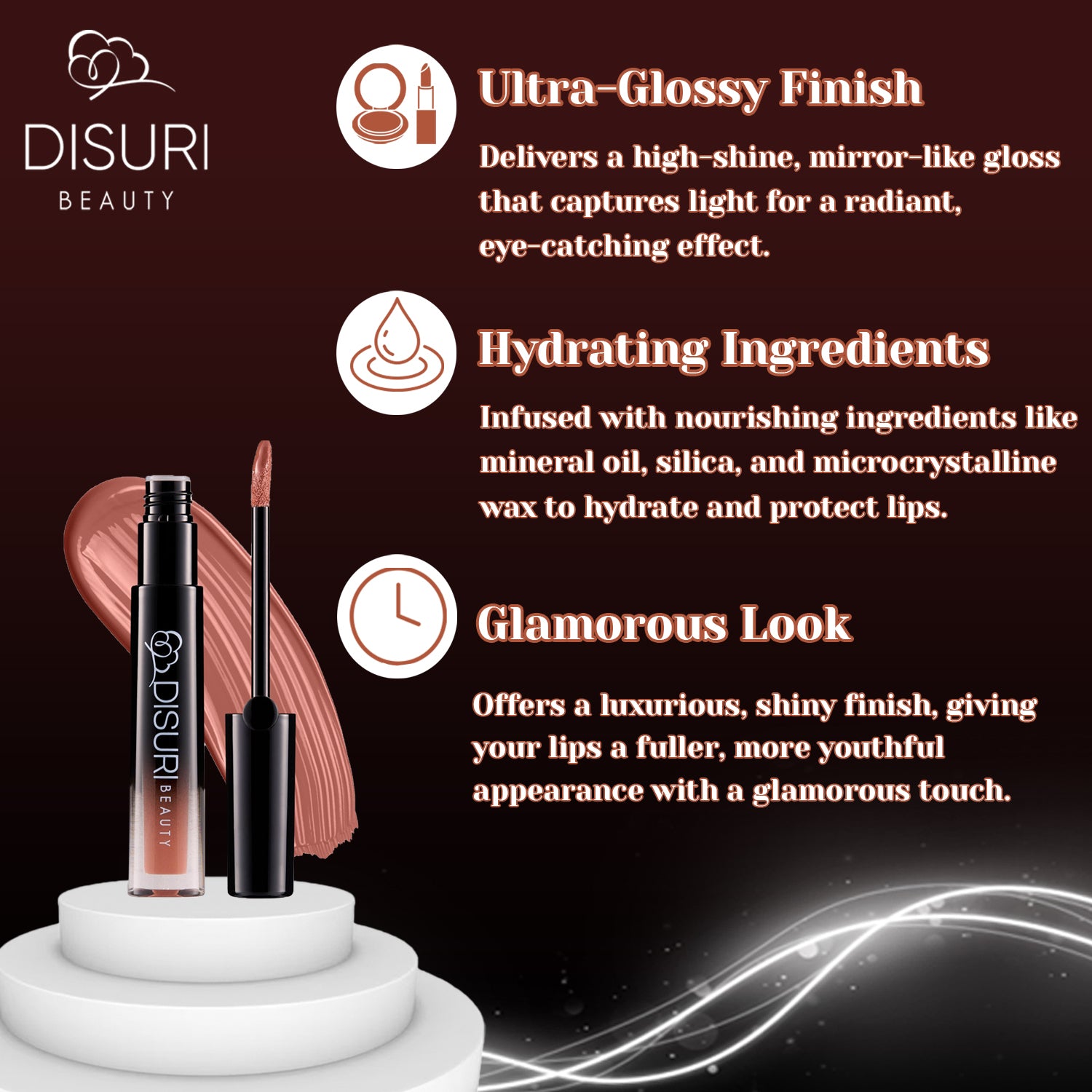 DISURI Beauty Glossy Blast Lip Gloss - Cocoa Crush