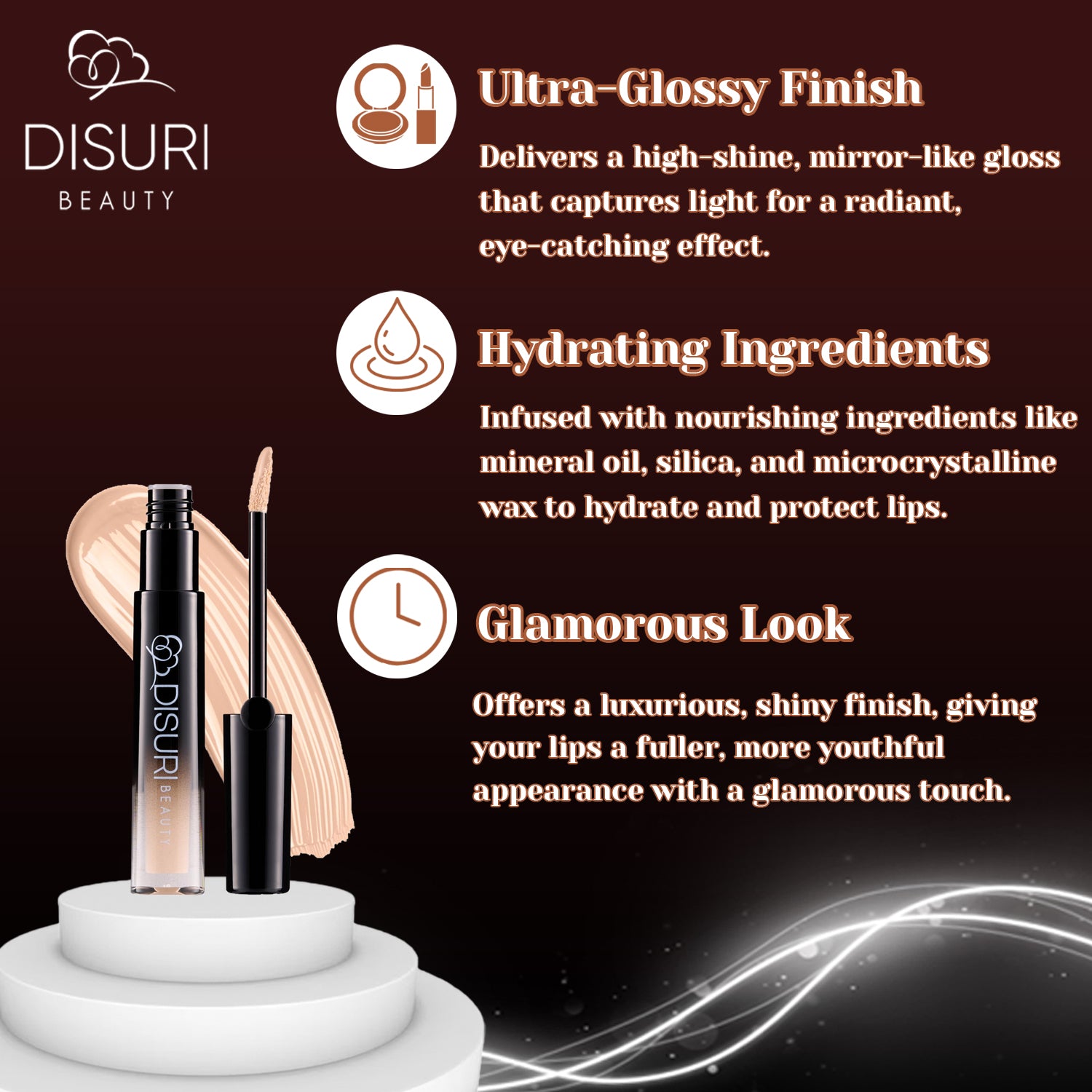 DISURI Beauty Glossy Blast Lip Gloss - Frosted Cake