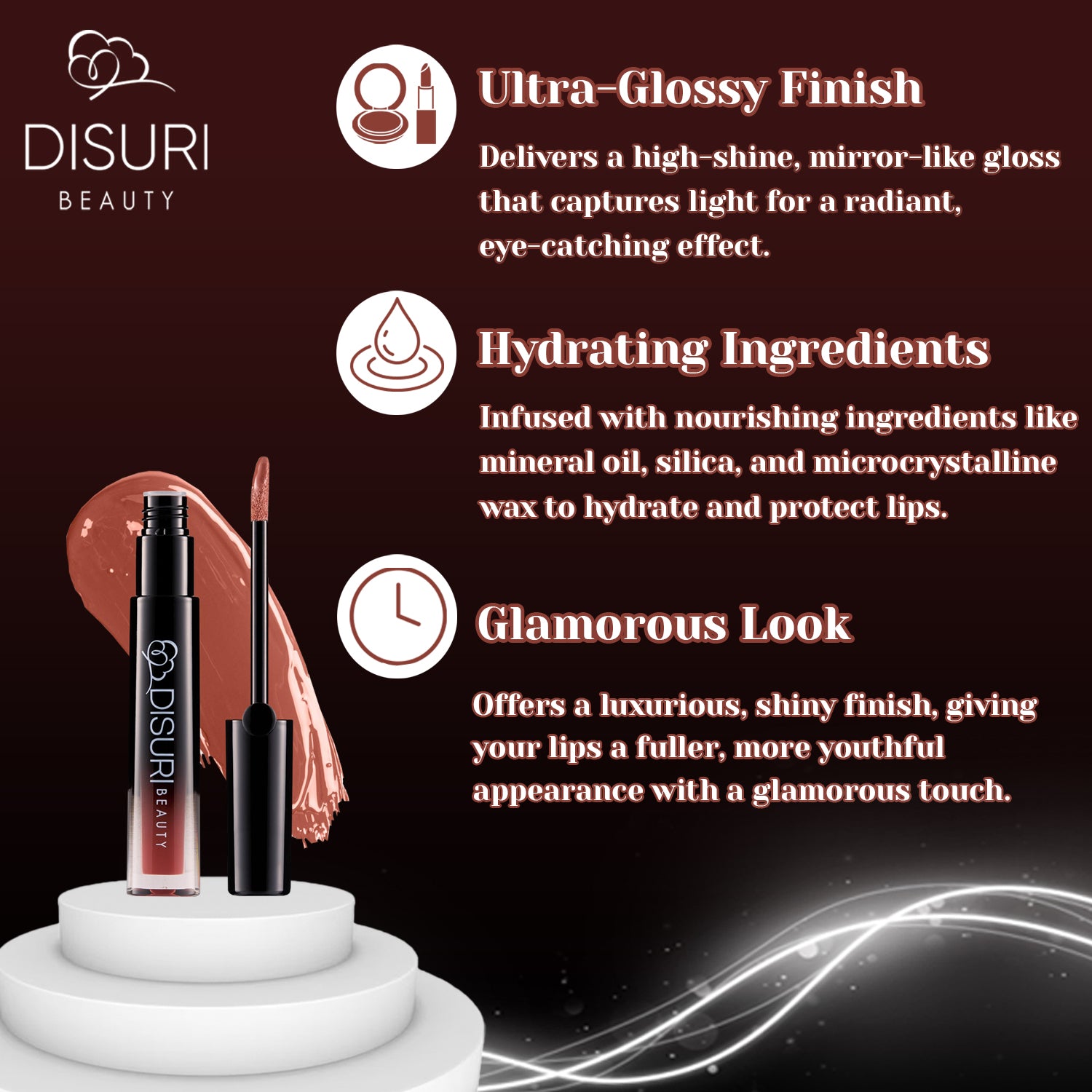 DISURI Beauty Glossy Blast Lip Gloss - Hot Cocoa