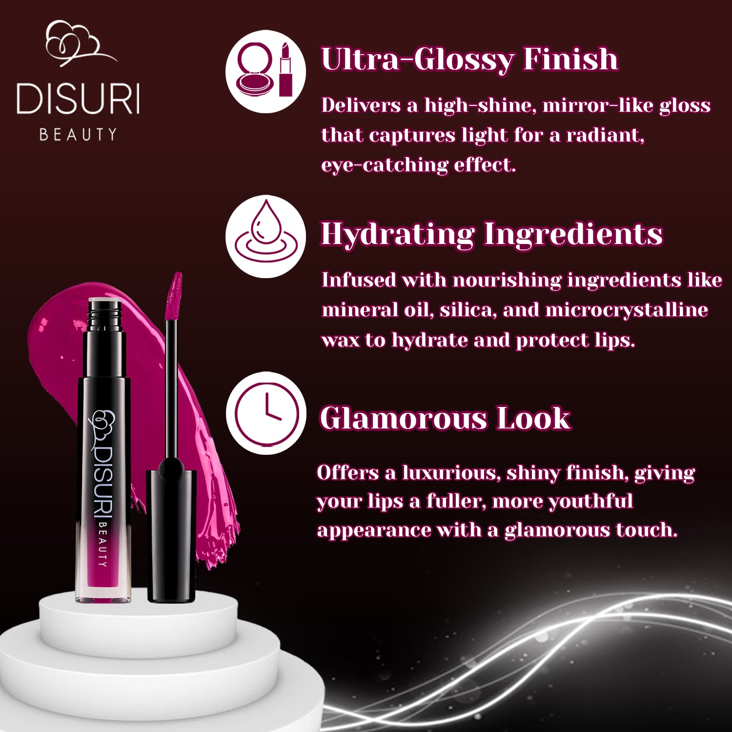 DISURI Beauty Glossy Blast Lip Gloss - Hot Romance