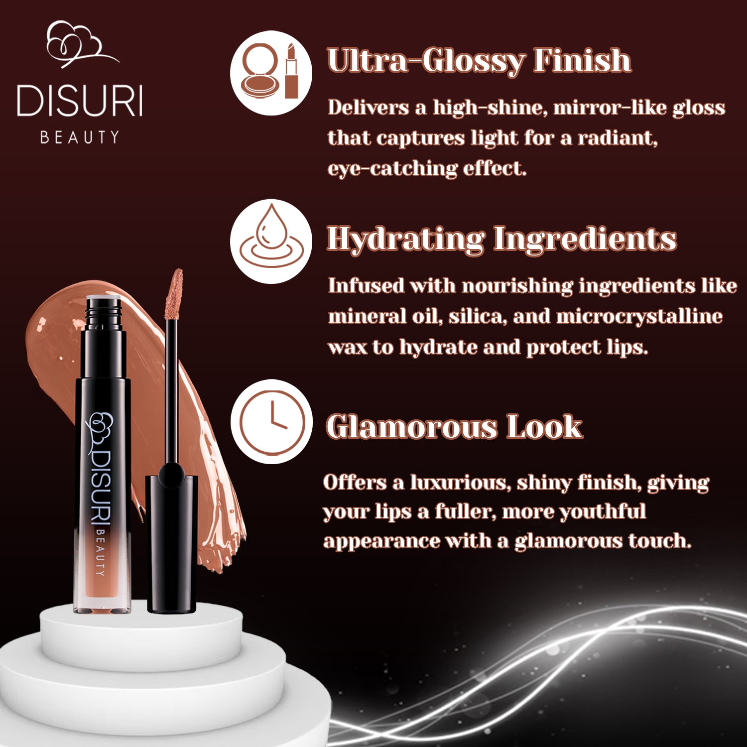 DISURI Beauty Glossy Blast Lip Gloss - Light Sauce