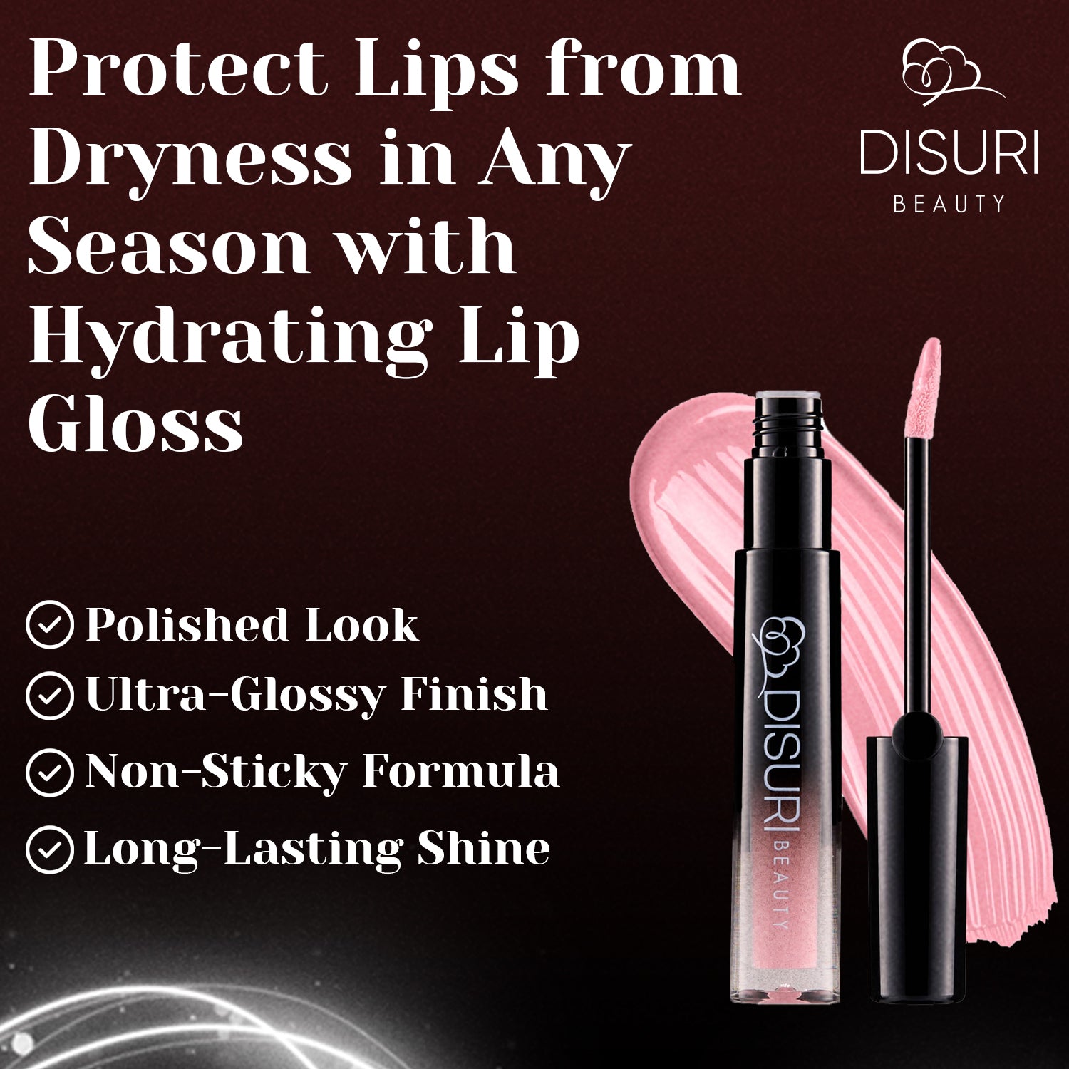 DISURI Beauty Glossy Blast Lip Gloss - Baby Pink