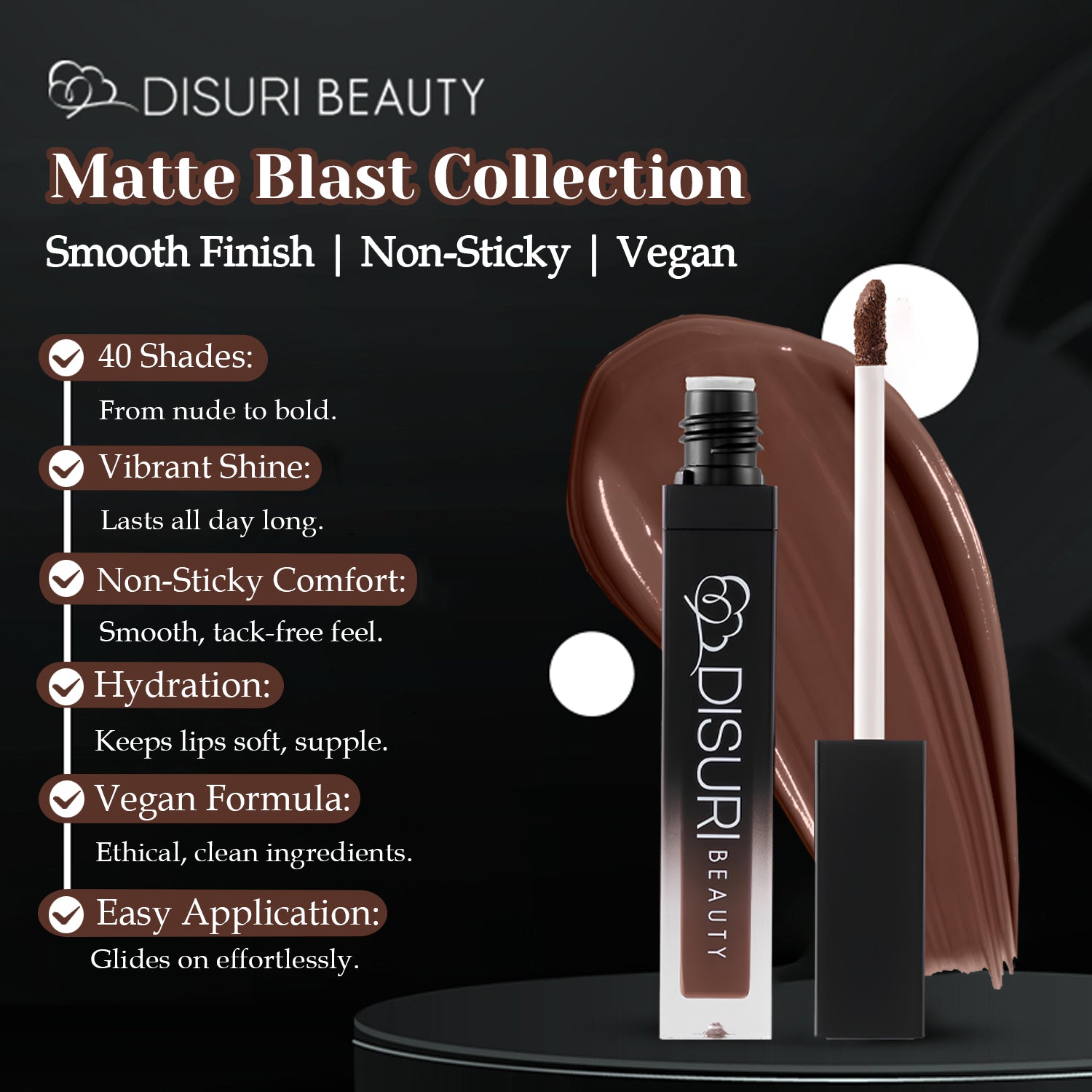 DISURI Beauty Liquid Lipstick - Chocolate Cake