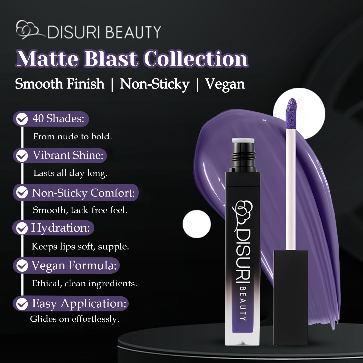 DISURI Beauty Liquid Lipstick - Royal Purple