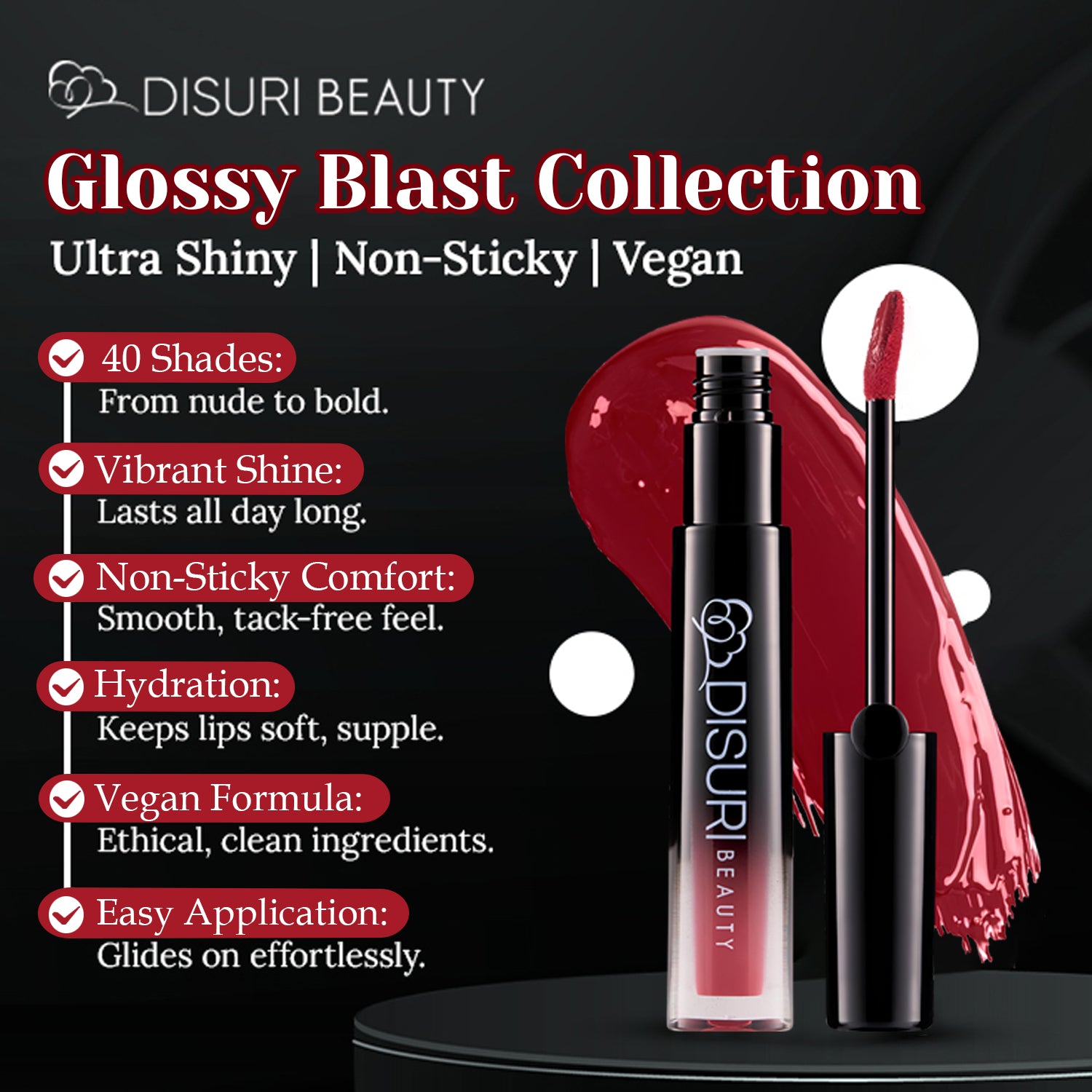 DISURI Beauty Glossy Blast Lip Gloss - No Games Please