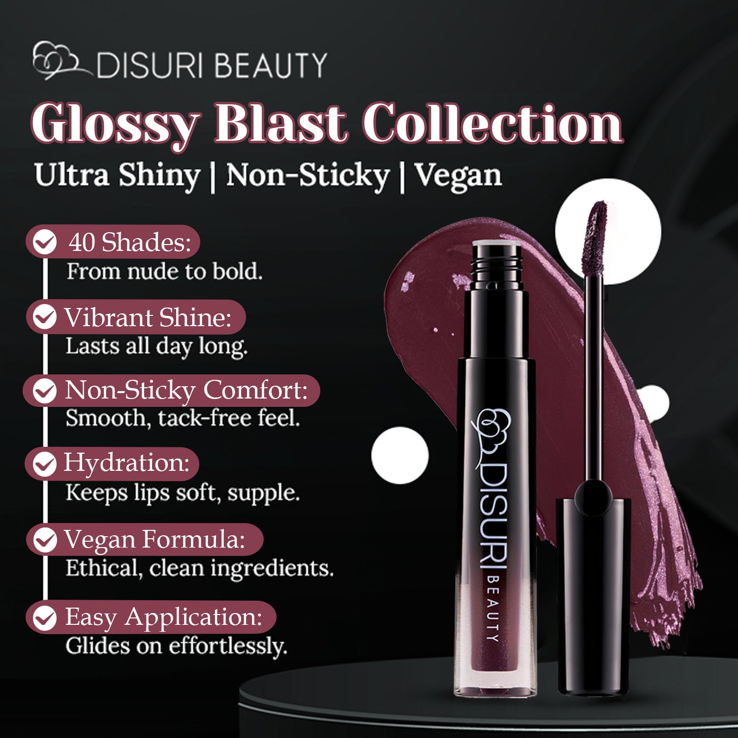 DISURI Beauty Glossy Blast Lip Gloss - Purple Dazzle