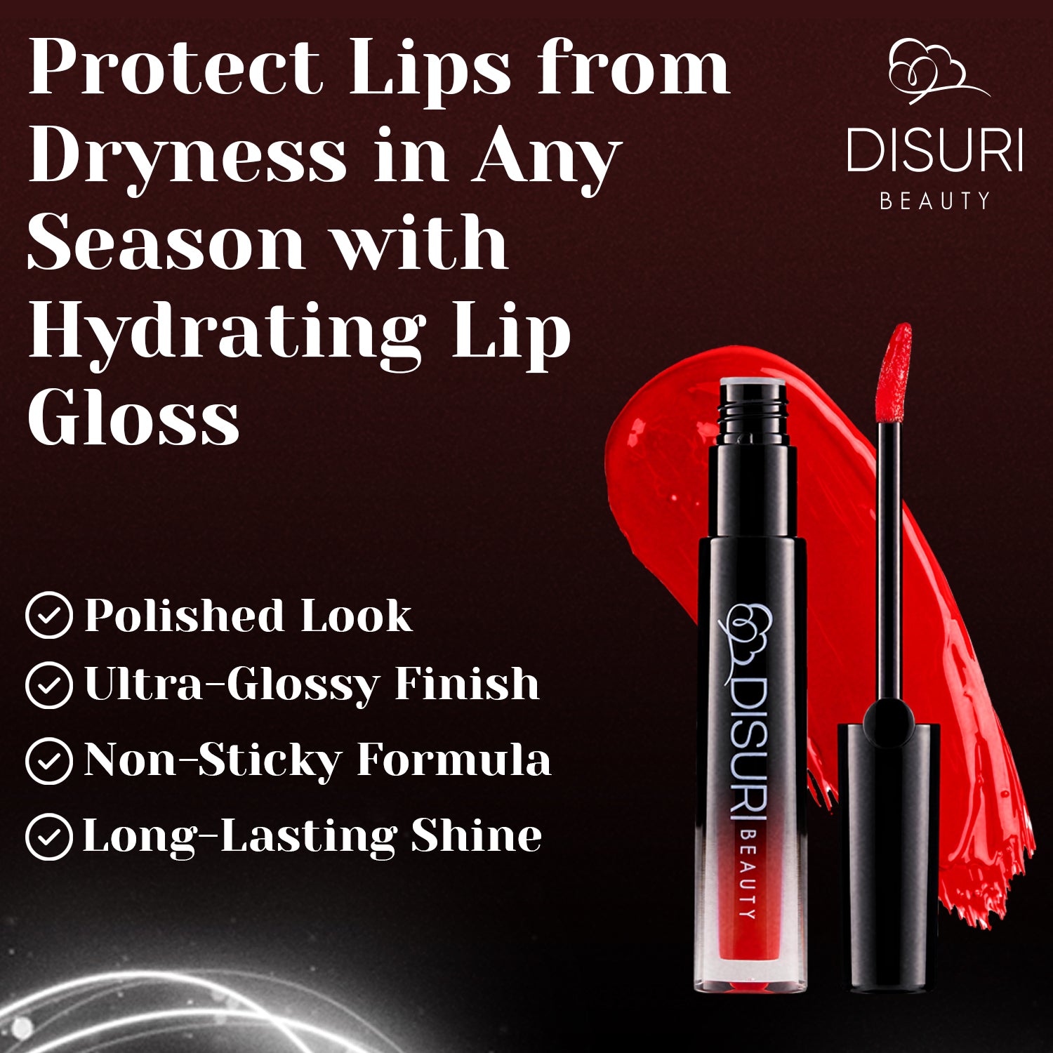 DISURI Beauty Glossy Blast Lip Gloss - Royal Red