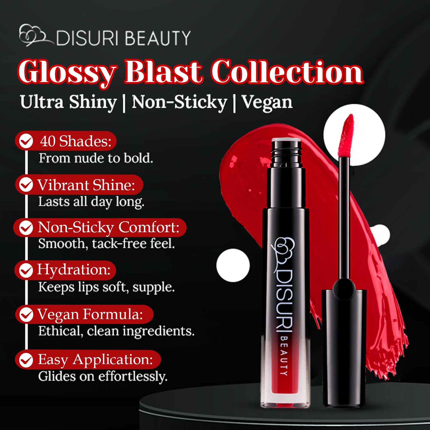 DISURI Beauty Glossy Blast Lip Gloss - Seductive Sin