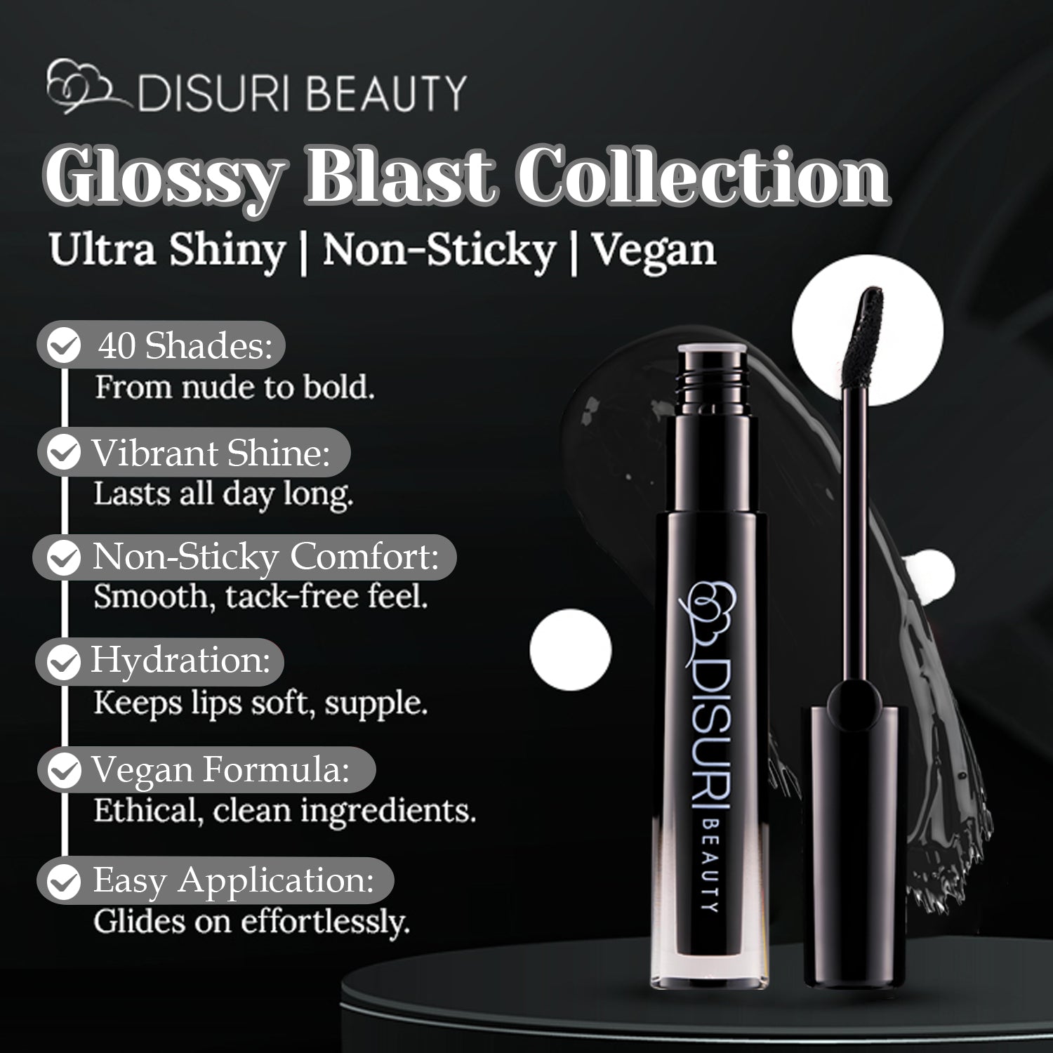 DISURI Beauty Glossy Blast Lip Gloss - Widow's Kiss