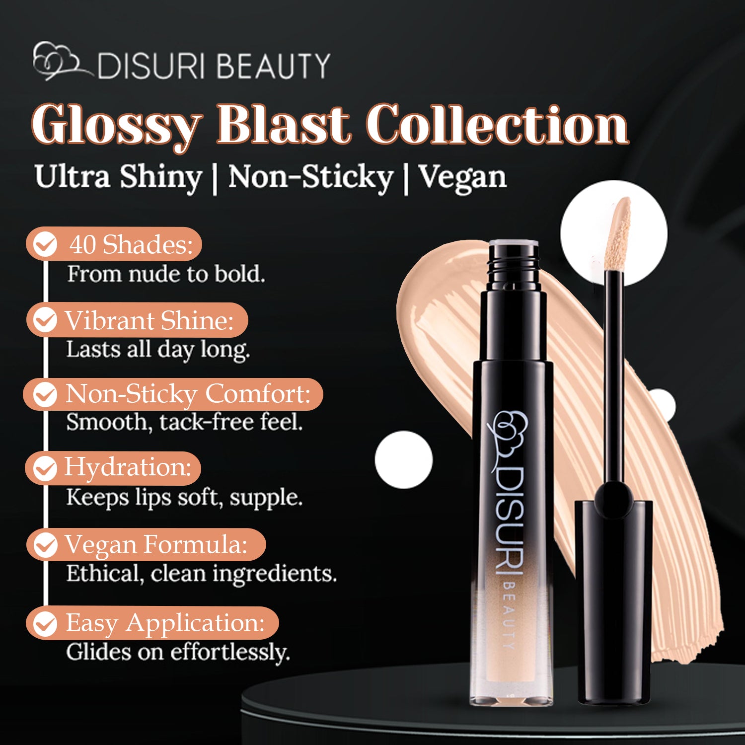 DISURI Beauty Glossy Blast Lip Gloss - Frosted Cake