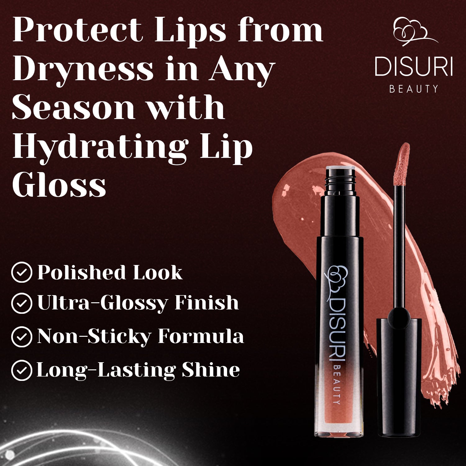 DISURI Beauty Glossy Blast Lip Gloss - Brown Sugar Blush