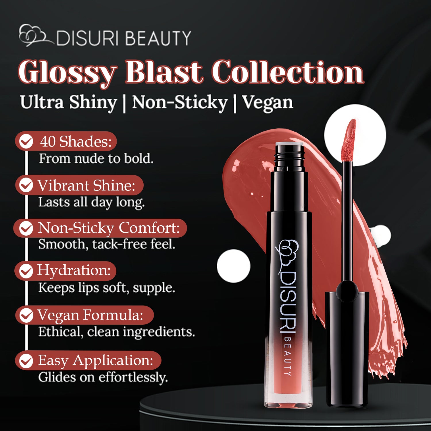 DISURI Beauty Glossy Blast Lip Gloss - Coral Rose