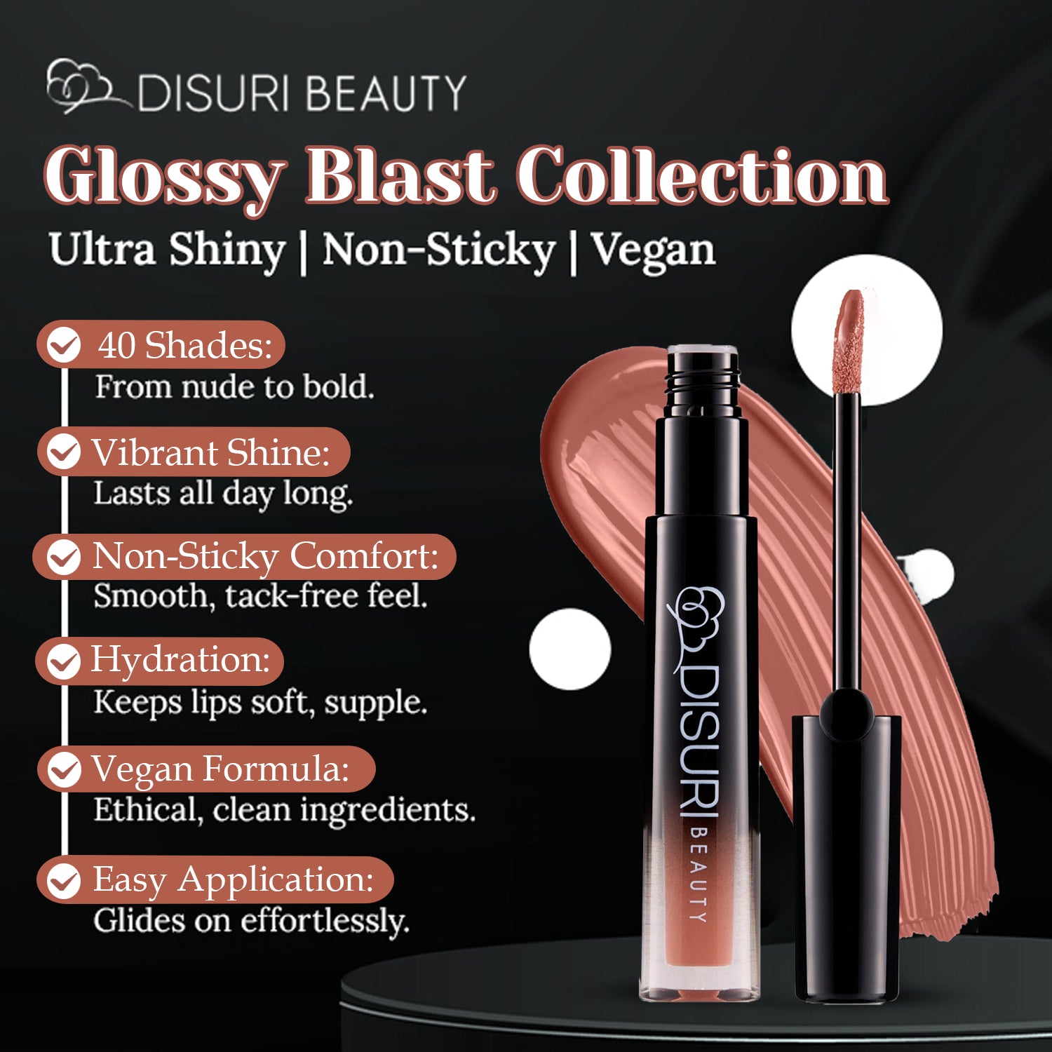 DISURI Beauty Glossy Blast Lip Gloss - Cocoa Crush