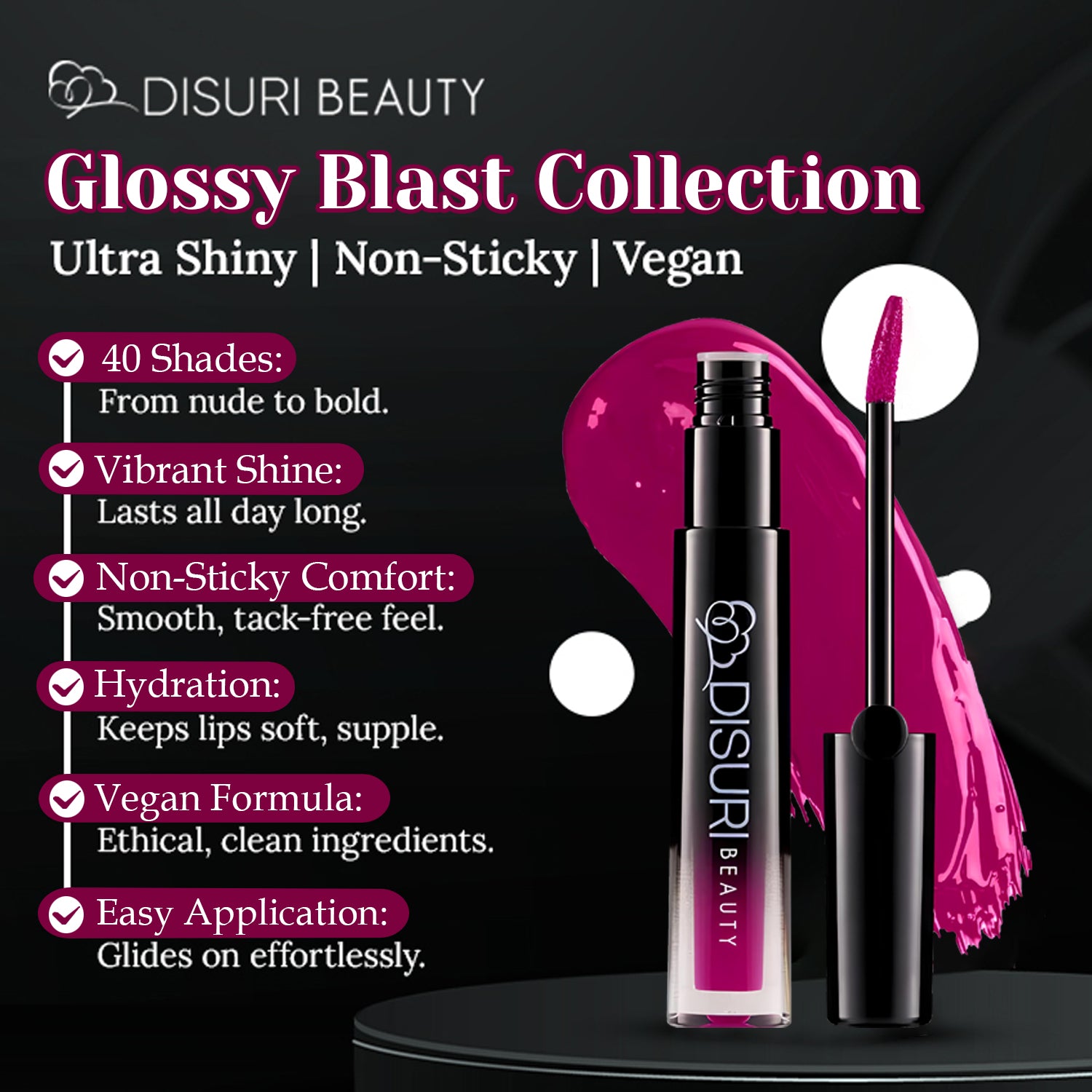 DISURI Beauty Glossy Blast Lip Gloss - Hot Romance